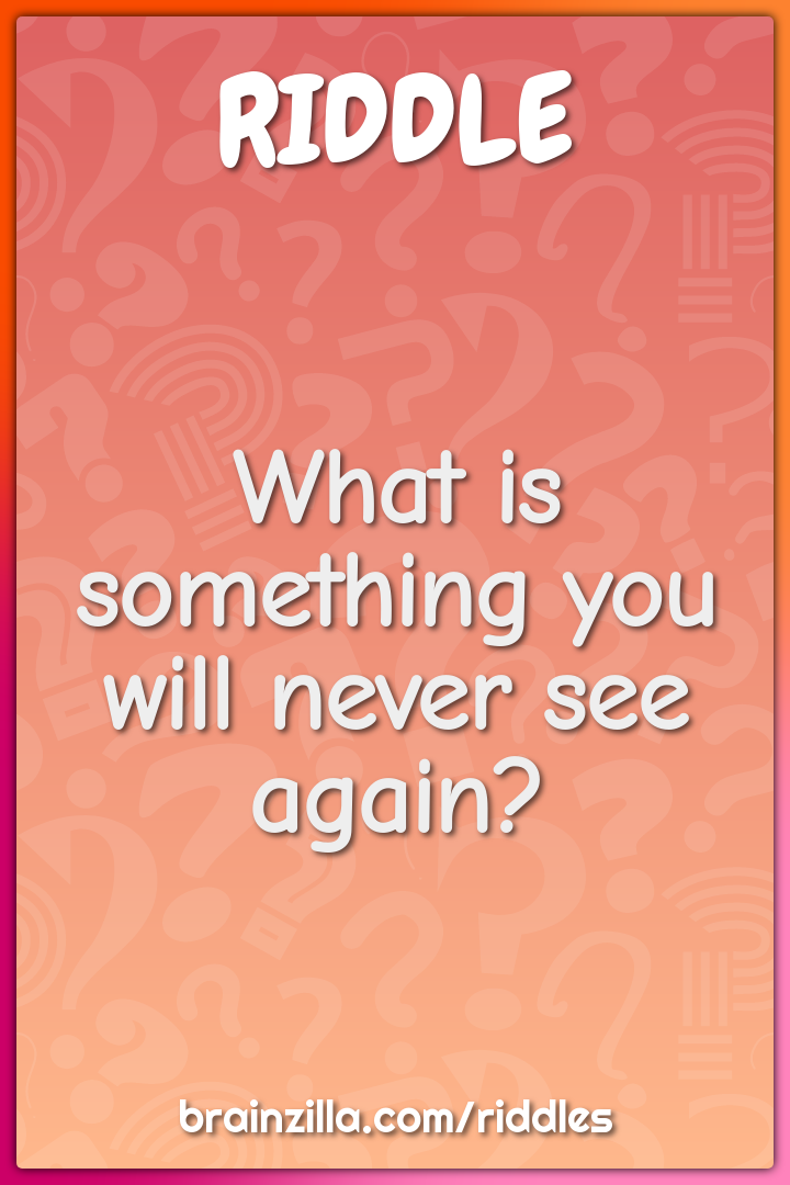 What Is Something You Will Never See Again Riddle Answer Brainzilla